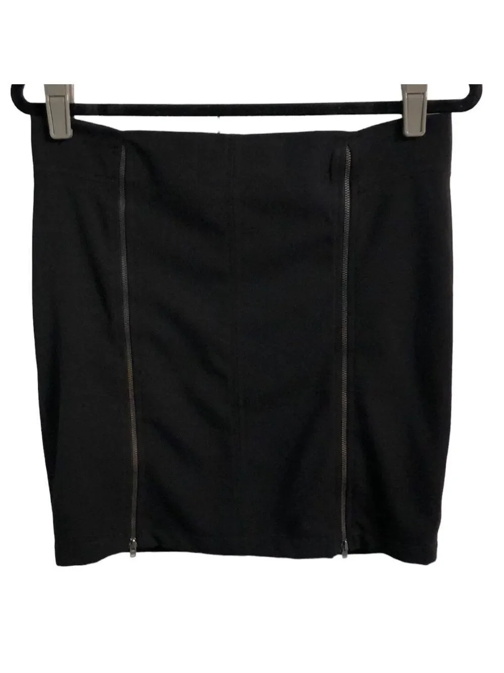 Zara TRF Double Zip Up Black Pencil Mini Skirt Size 8